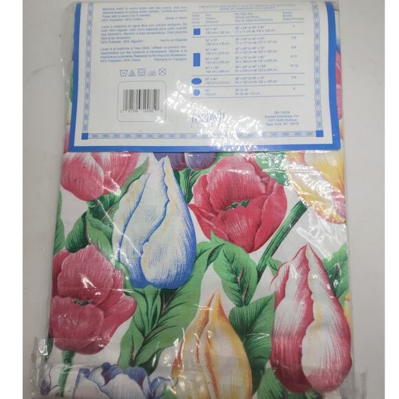 Bardwil Linens Vintage Pastel Tulip Floral Oblong Rectangular Spring Tablecloth - Picture 4 of 9